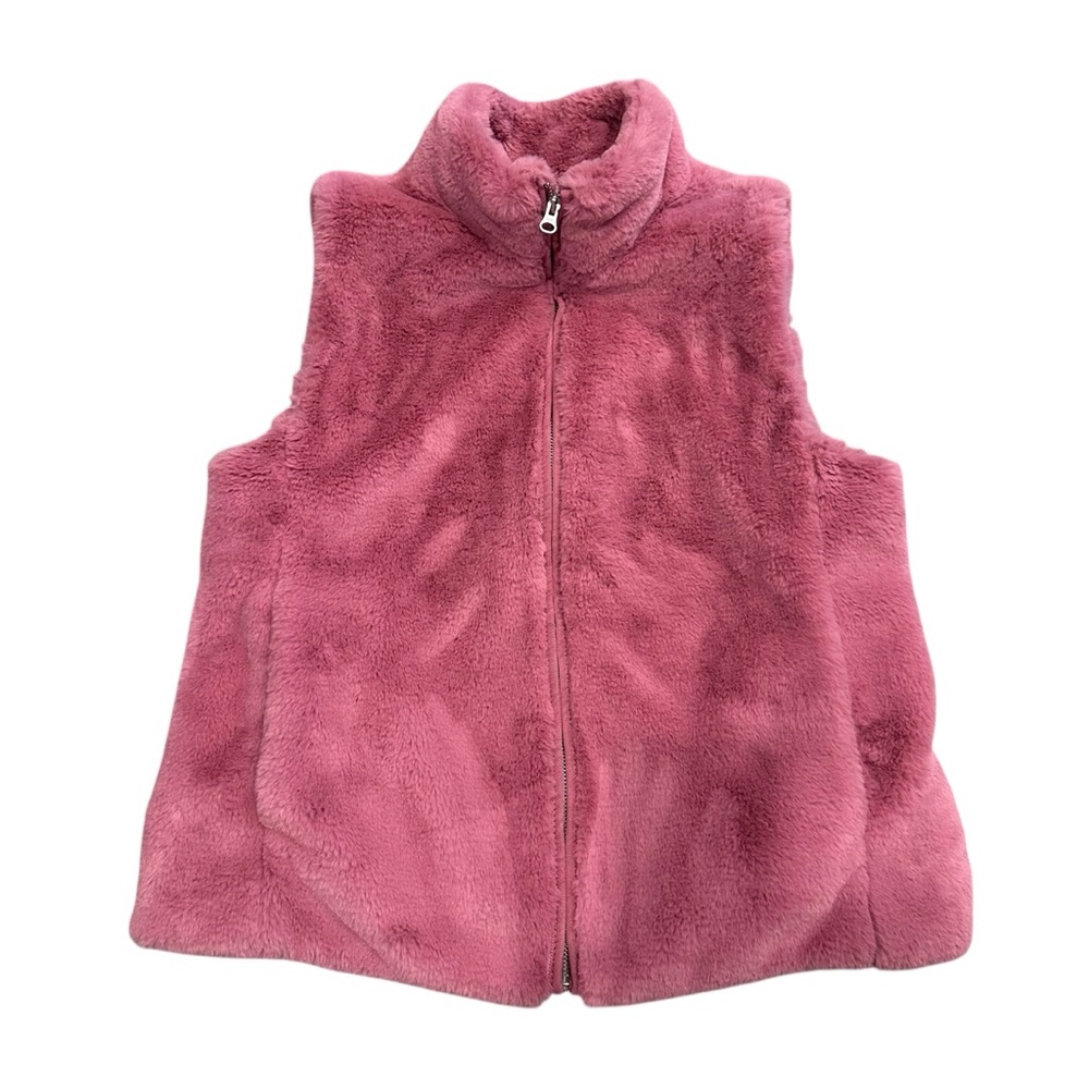 J. Crew Faux Fur Lined Zip-Up Vest Guava Berry Pink Women’s Medium